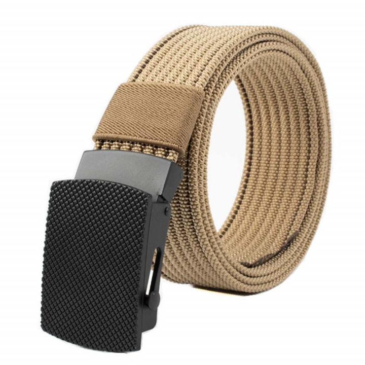 Pufo Casual Fit férfi öv 3.8 x 120 cm, fém csattal, bézs