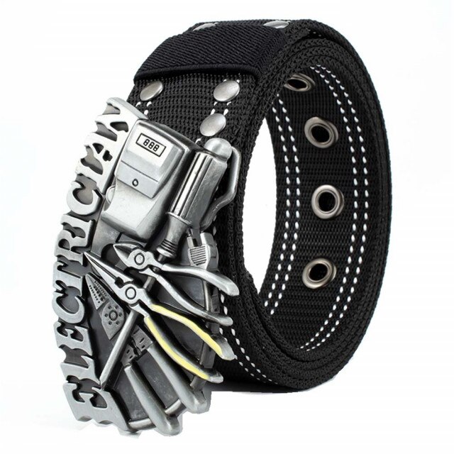 Curea centura Pufo ELECTRICIAN pentru barbati 4 x 123 cm, negru