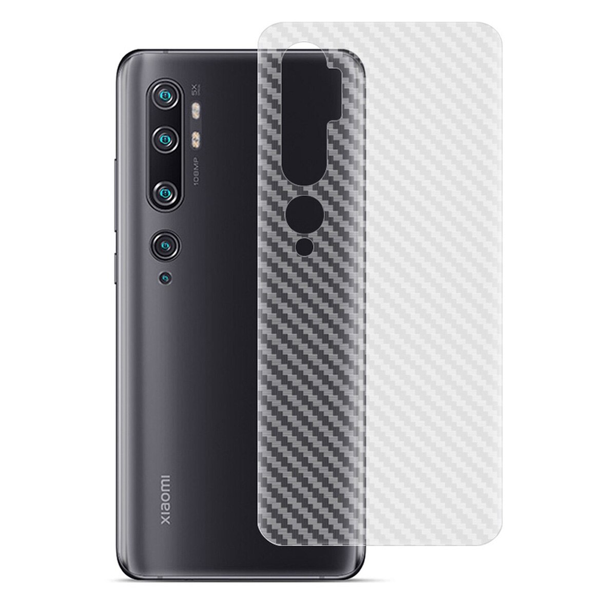 Folie de protectie spate, IMAK, Fibra de carbon, Compatibil cu XIAOMI MI NOTE 10/10 PRO, Alb