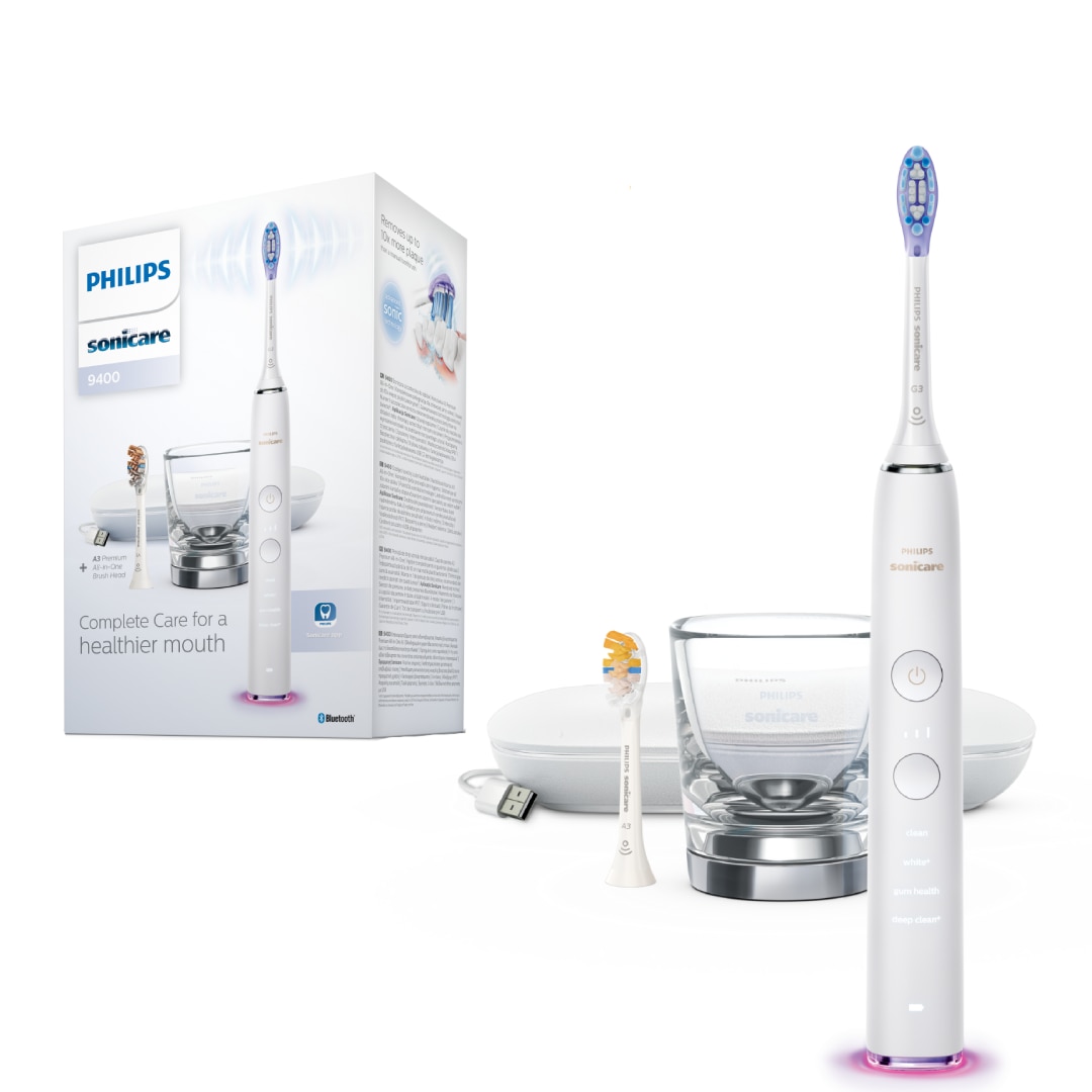 Periuta de dinti sonica electrica Philips Sonicare DiamondClean Smart 9400 HX9917/88, 62000 miscari/minut, 4 moduri de curatare, 3 nivele intensitate, senzor presiune, functia Brus