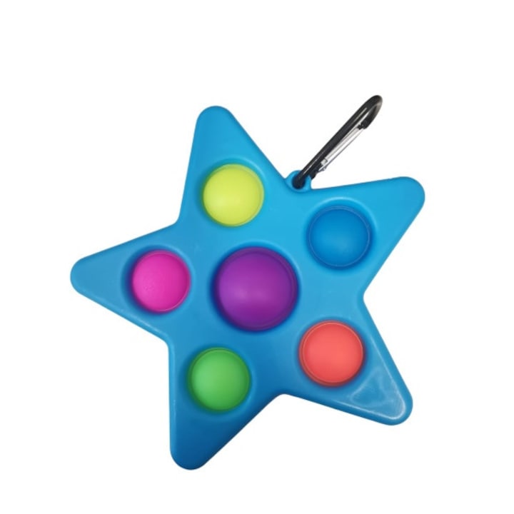 SIKS® pop it játék szilikon buborékokkal, stresszoldó, csillag alakú, kék