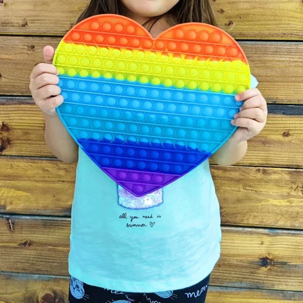SIKS® szilikon Pop It Now játék, vízálló, szív alakú, szivárvány színű