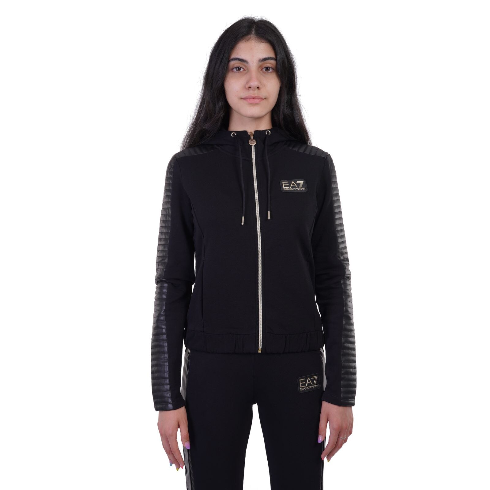 Hanorac Emporio Armani EA7 Train Refined Mix W Hoodie Fz 6KTM32TJ2PZ01200 Femei Negru XS