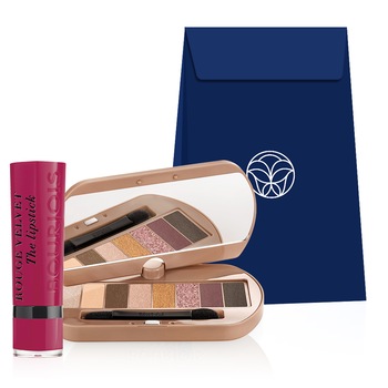 Set Cadou Bourjois: Paleta de farduri de pleoape Eye catching Nude Palette, 03 Nude, 4.5g + Ruj de buze Rouge Velvet The Lipstick 09 Fuchsia botte, 2.4 g Set Cadou Bourjois: Paleta de farduri de pleoape Eye catching Nude Palette, 03 Nude, 4.5g + Ruj de buze Rouge Velvet The Lipstick 09 Fuchsia botte, 2.4 g