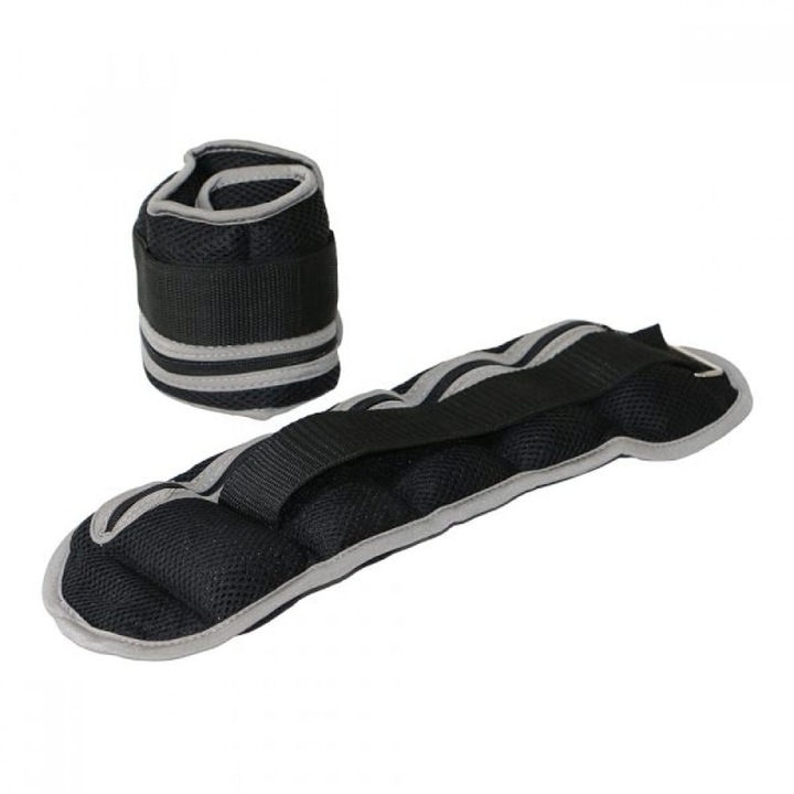 Set 2 greutati VIKING, pentru incheieturi maini si picioare, negru/gri, 2 kg