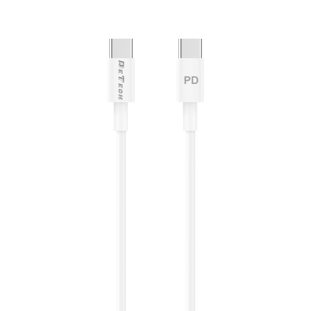 Cablu Date/ Incarcare usb Tip C, Detech, 1m, type-c tata, alb