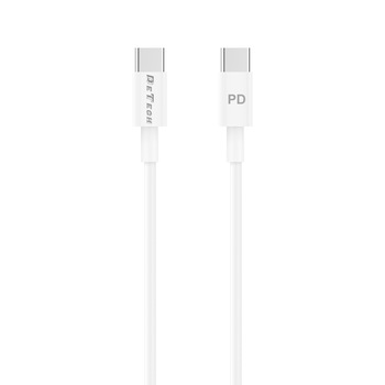 Cablu Date/ Incarcare usb Tip C, Detech, 1m, type-c tata, alb Cablu Date/ Incarcare usb Tip C, Detech, 1m, type-c tata, alb
