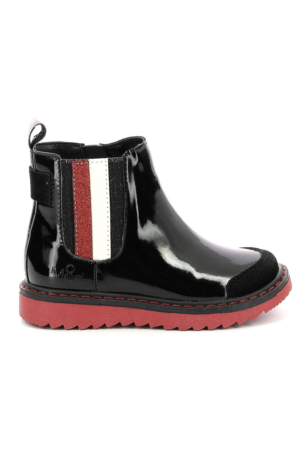 Mod8 kids, Ghete Chelsea de piele ecologica lacuita, Negru/Rosu