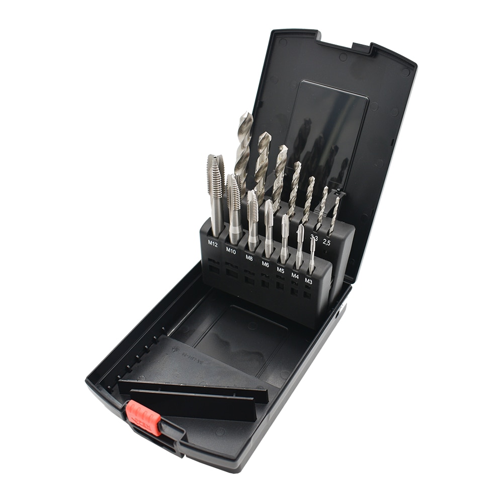 Set Burghie DIN 338, HSS Rectificat, Tarozi de masina DIN 371/376, HSS, 14 piese