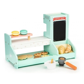 Cofetarie / Cafenea de Jucarie din Lemn pentru Copii, Bigshot BS4442GREEN, Accesoprii Lemn, Prajituri, Macaroane, Espressor, Tabla, 42 x 28 x 20 cm, Verde Cofetarie / Cafenea de Jucarie din Lemn pentru Copii, Bigshot BS4442GREEN, Accesoprii Lemn, Prajituri, Macaroane, Espressor, Tabla, 42 x 28 x 20 cm, Verde