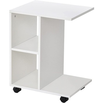 Masuta de cafea, noptiera cu rafturi pe roti alba 45x35x58 Masuta de cafea, noptiera cu rafturi pe roti alba 45x35x58