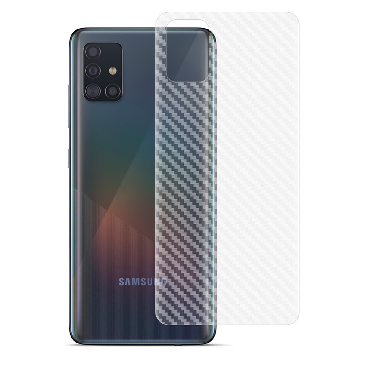 Folie de protectie spate, IMAK, Compatibil cu GALAXY A51, Fibra de carbon, Alb