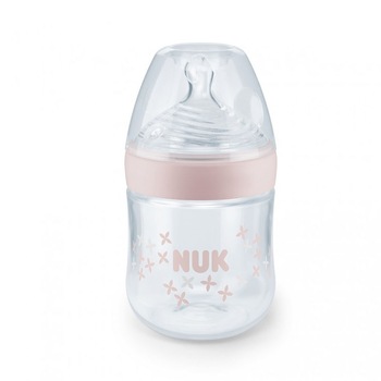 Biberon din polipropilena cu tetina din silicon NUK Nature Sense 150 ml 743695R, Roz 0-6 luni Biberon din polipropilena cu tetina din silicon NUK Nature Sense 150 ml 743695R, Roz 0-6 luni