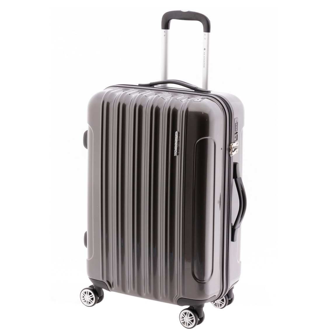 Troler Mediu, Policarbonat, 4 Roti, Duble, Gladiator, Neon Lux, MG 2411, 67 cm, Antracit