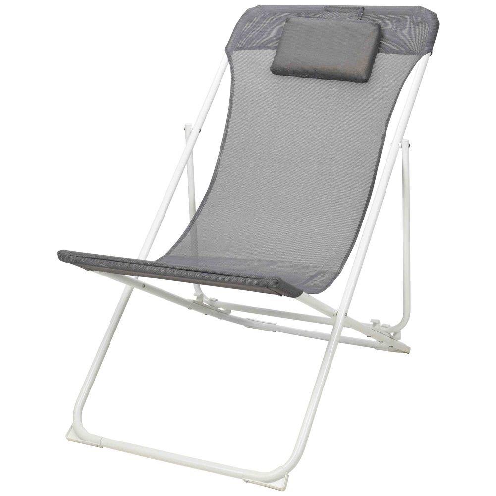 Sezlong pliabil gradina, Vilde, Metal, 85x55x87 cm, 110 kg, Gri
