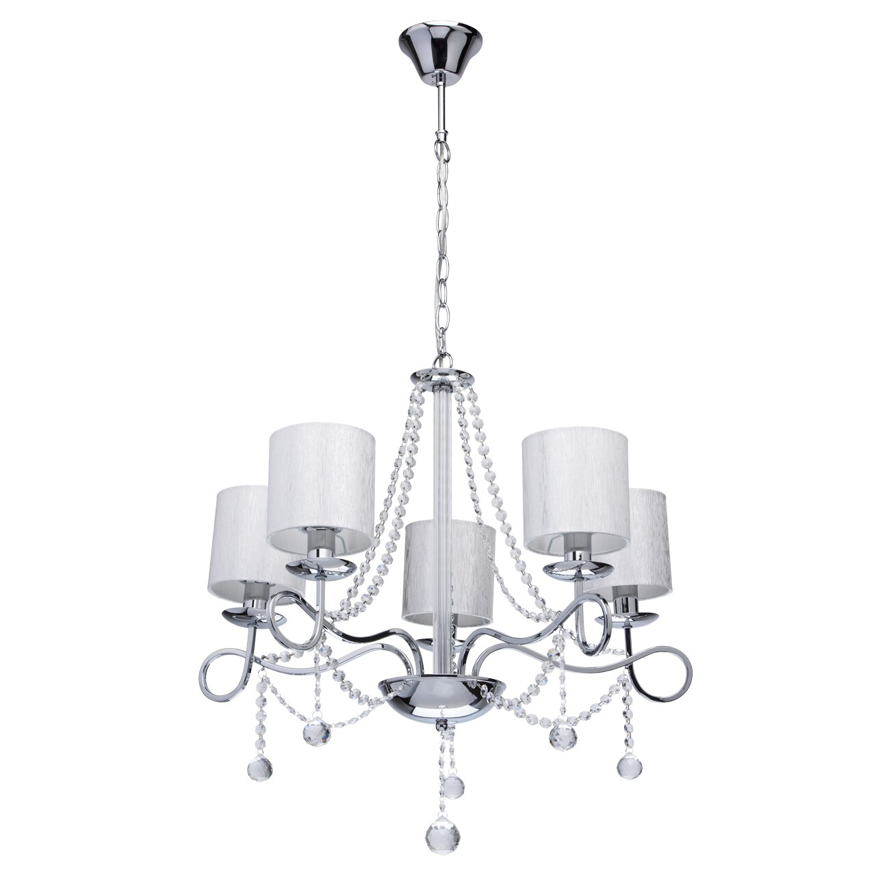 Candelabru, MW-LIGHT, Federica, 5 becuri, cu cristale, 40W, E14