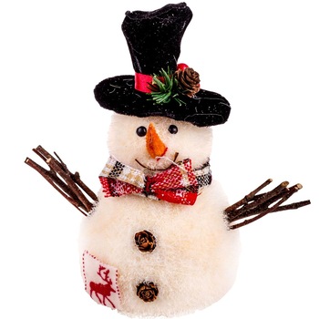 Figurina decorativa de Craciun tip om de zapada, Marbest Grand Shop, alb/negru, 20 cm Figurina decorativa de Craciun tip om de zapada, Marbest Grand Shop, alb/negru, 20 cm