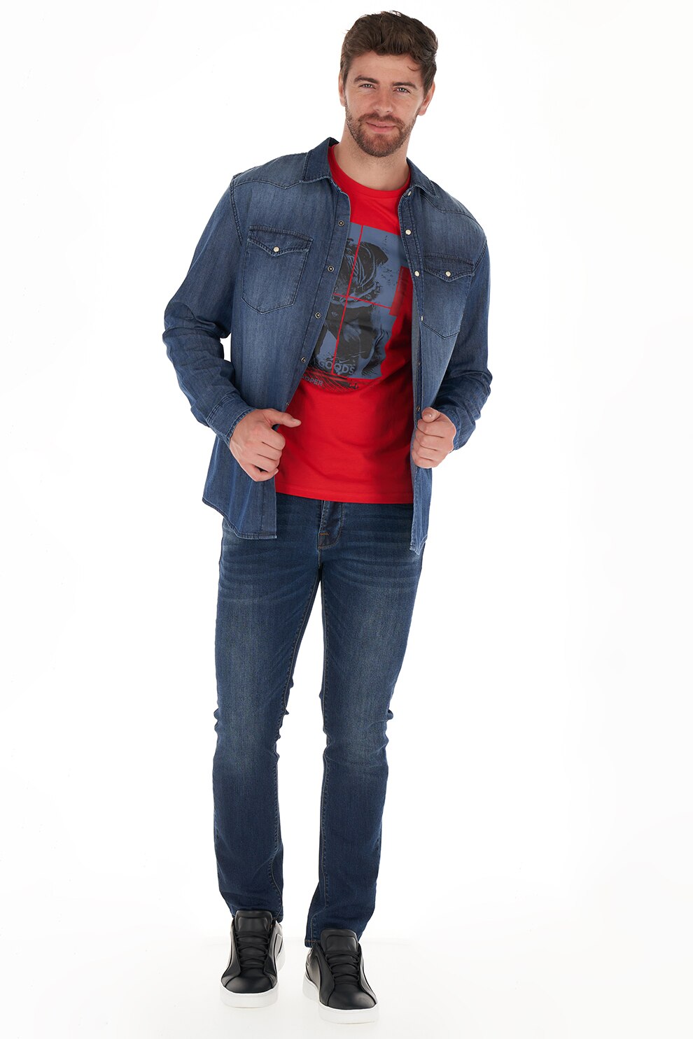 Lee Cooper, Camasa de denim cu buzunare pe piept, Bleumarin inchis