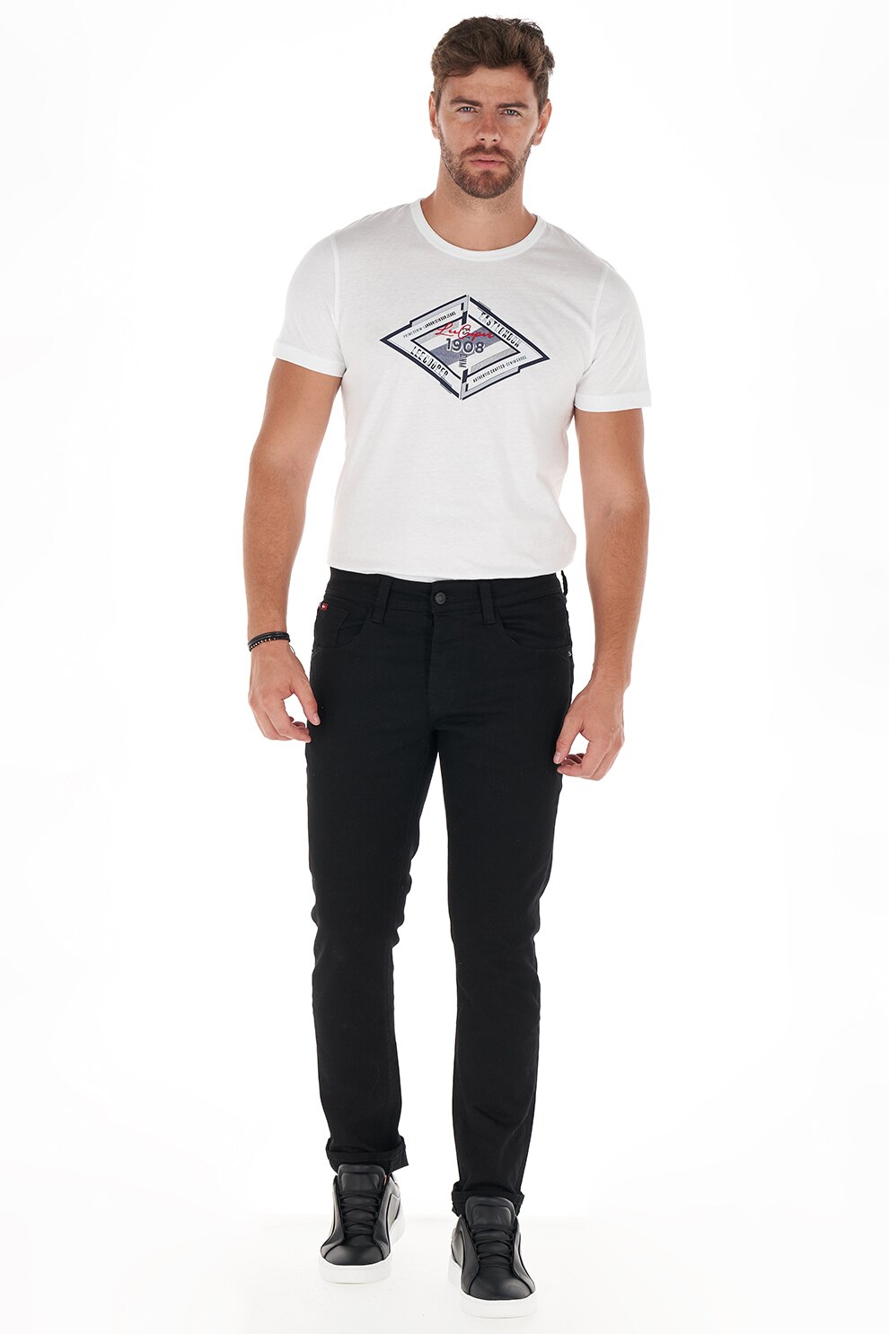 Lee Cooper, Blugi slim fit cu 5 buzunare, Negru