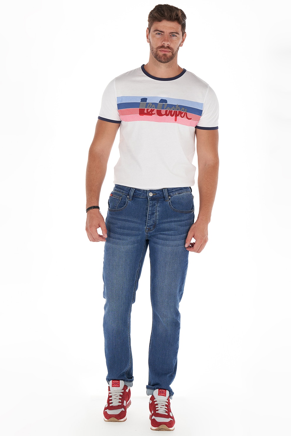 Lee Cooper, Blugi slim fit cu 5 buzunare, Albastru inchis