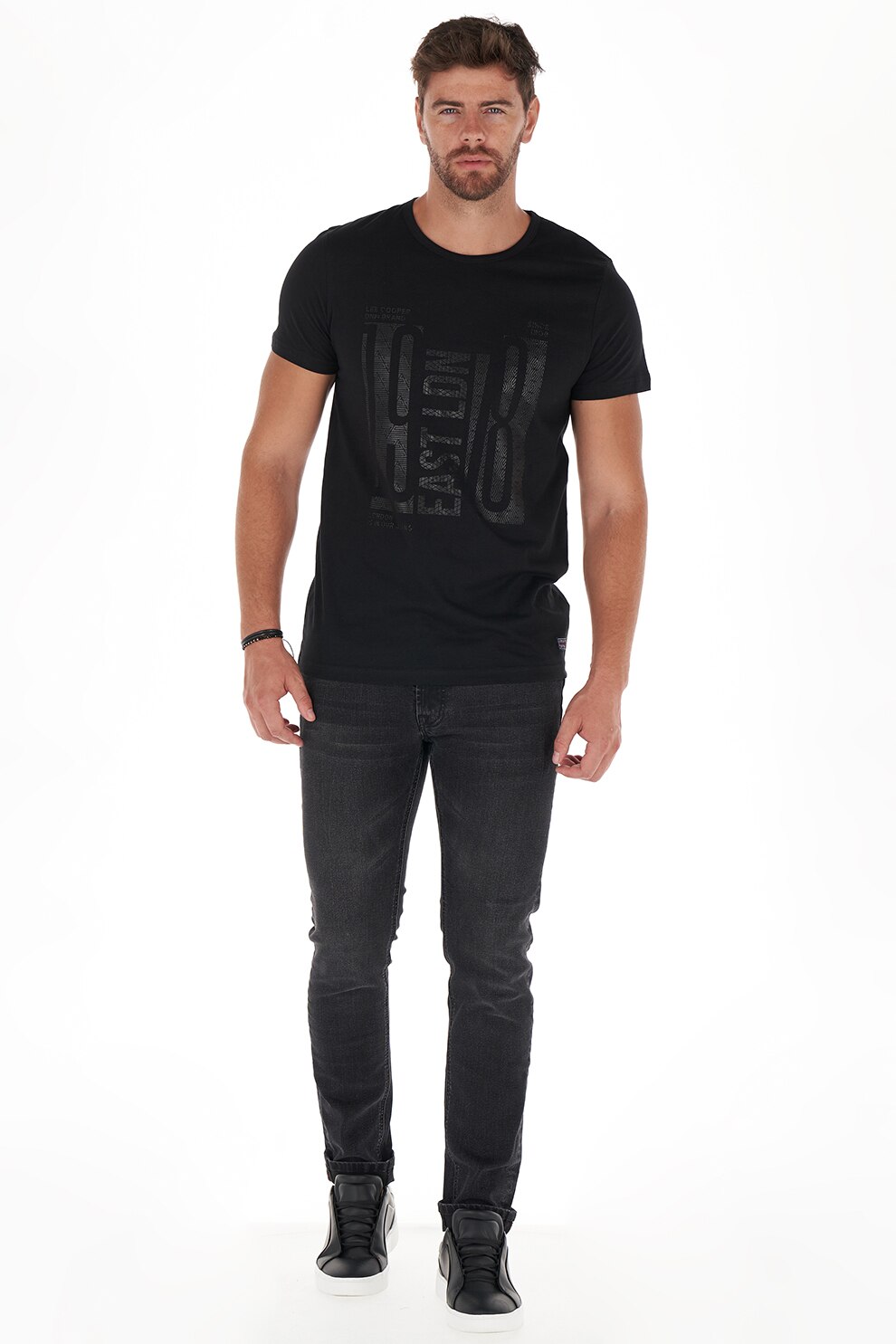 Lee Cooper, Blugi super slim fit cu talie joasa, Negru