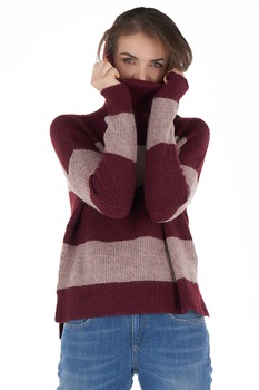 Lee Cooper, Pulover cu maneci cazute si guler inalt, Rosu Bordeaux/rosu stins Lee Cooper, Pulover cu maneci cazute si guler inalt, Rosu Bordeaux/rosu stins