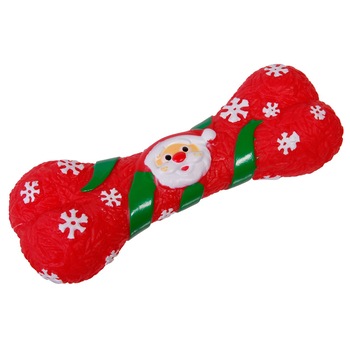 Os de jucarie pentru catei cu model de Craciun, Marbest Grand Shop, multicolor, 18 cm Os de jucarie pentru catei cu model de Craciun, Marbest Grand Shop, multicolor, 18 cm