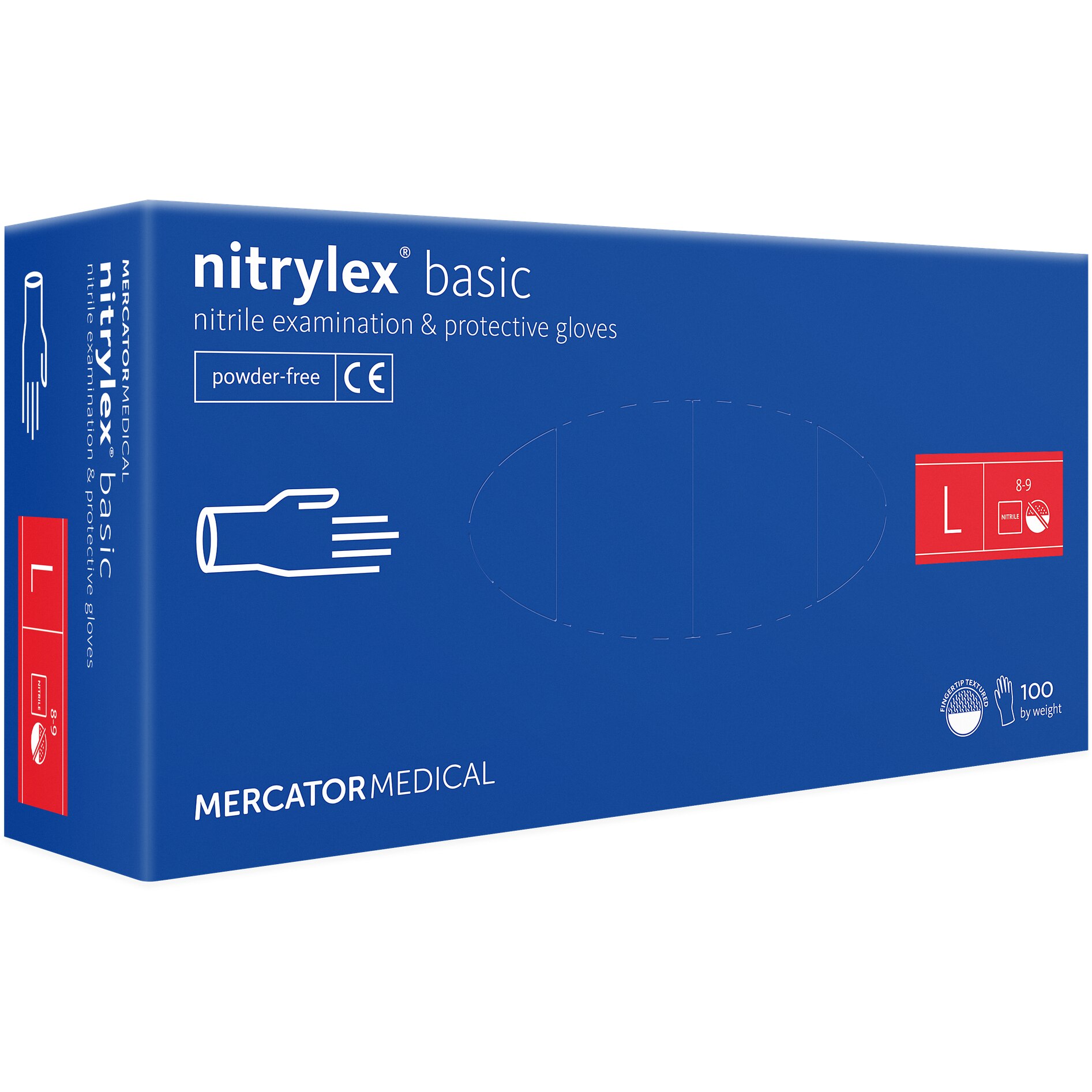 Manusi nitrylex basic, nepudrate , albastre, 100 bucati/set, marimea L