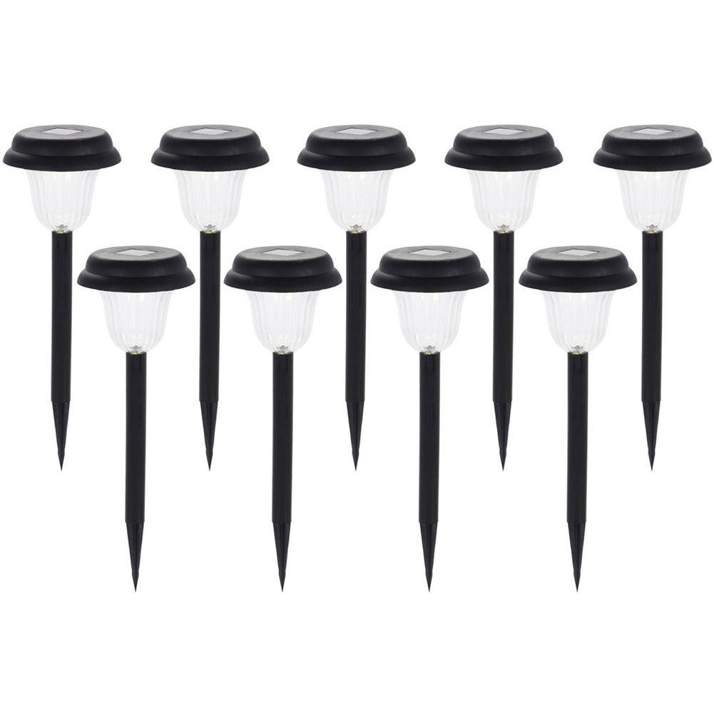 Set 9 lampi solare LED, Progarden, Plastic, Senzori amurg, Negru