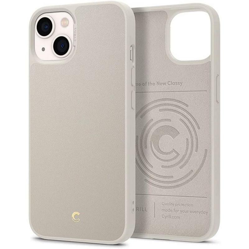 Carcasa Spigen Ciel Leather Brick compatibila cu iPhone 13 Cream