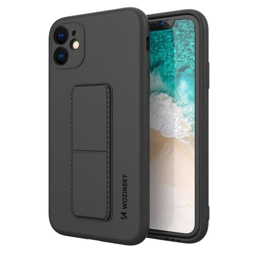 Husa Spate Wozinsky Compatibila Cu iPhone 11 PRO MAX, Cu Stand Metalic Pe Spate, Protectie La Camera - Negru