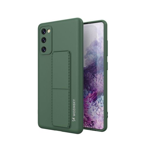 Husa Spate Wozinsky Compatibila Cu Samsung Galaxy S20 FE , Cu Stand Metalic Pe Spate, Protectie La Camera, Verde Inchis