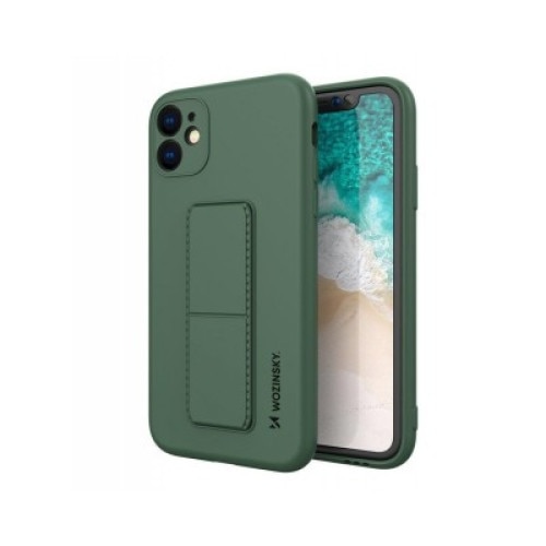 Husa Spate Wozinsky Compatibila Cu Iphone 12 Mini, Cu Stand Metalic Pe Spate, Protectie La Camera , Verde Inchis
