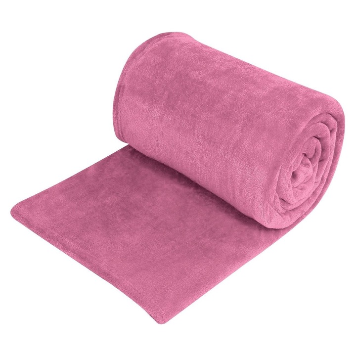 Кадифено одеяло от мека материя, полиестер, розово, 150х220 см