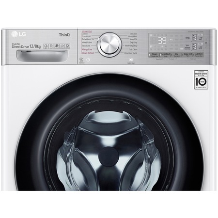 Masina de spalat rufe cu uscator LG F4DV912H2EA, Spalare 12 kg, Uscare 8 kg, Clasa A, Motor Inverter Direct Drive, Smart Diagnosis, TurboWash 360, Autodose, Alb