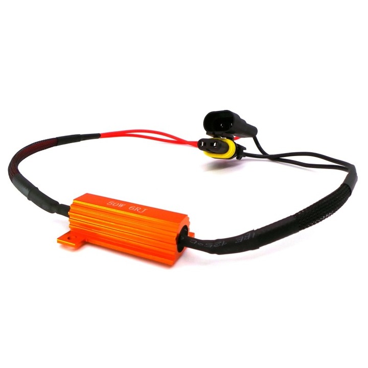 Gépjármű LED izzó CAN hibaelhárító ellenállás és dekóder, motoLEDy, HB4, 9006, P22D, 50W, 6 Ohm, 12V, hűtőbordával, CANBUS hibaüzenet-törlő, gyors és forrasztás nélküli telepítés, akár 55W-os hagyományos izzókhoz, 2 darabos készlet, CE tanúsítvány