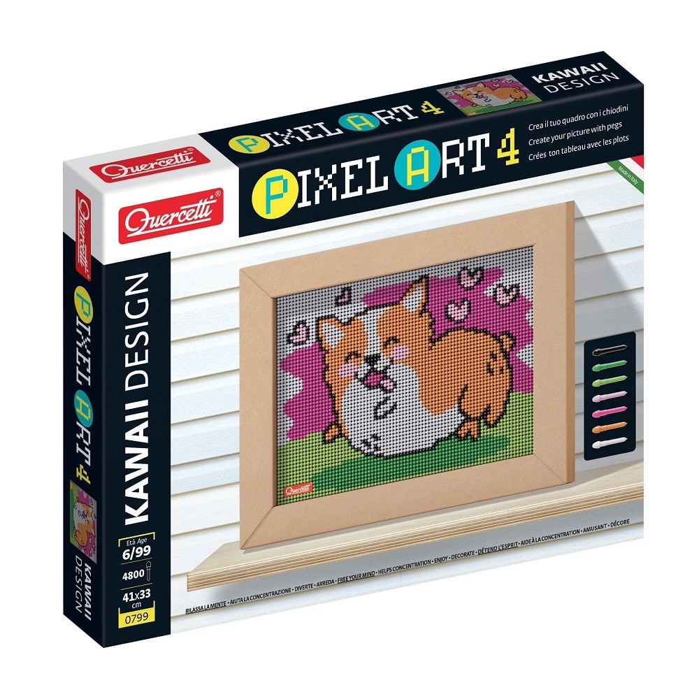 Set Pixel Art Kawaii 4 planse Design Corgi Quercetti