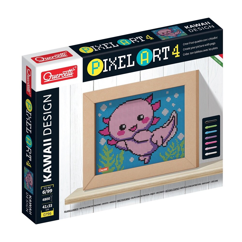 Set Pixel Art Kawaii 4 planse Design Axolotl Quercetti