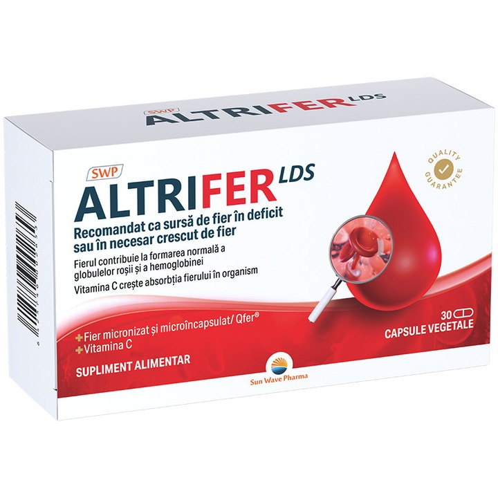 Altrifer LDS, Sun Wave Pharma, Fier, cu vitamina C pentru absorbția fierului, 30 capsule