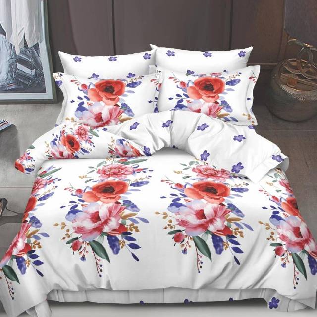 Lenjerie 6 piese din Bumbac Finet, model Motive Flower 235 x 240