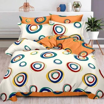 Lenjerie 6 piese din Bumbac Finet, model Orange Circles 235 x 240 Lenjerie 6 piese din Bumbac Finet, model Orange Circles 235 x 240