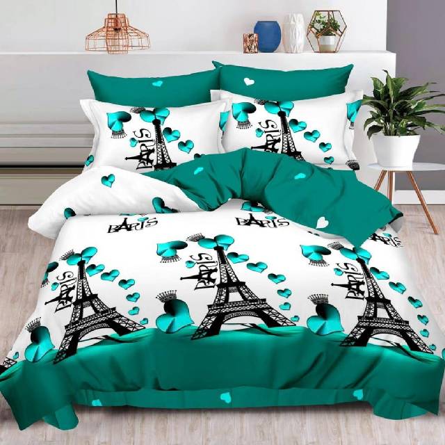 Lenjerie 6 piese din Bumbac Finet, model Paris Green 235 x 240