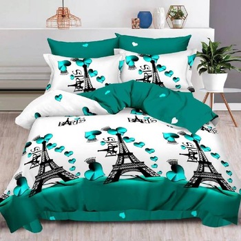 Lenjerie 6 piese din Bumbac Finet, model Paris Green 235 x 240 Lenjerie 6 piese din Bumbac Finet, model Paris Green 235 x 240