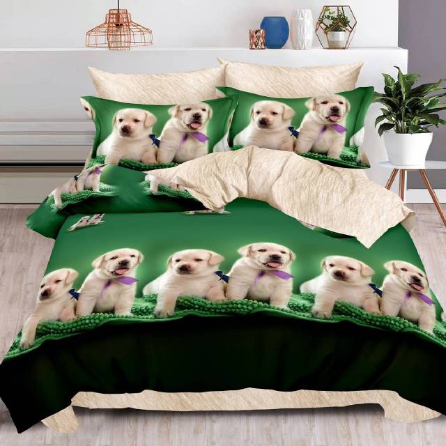 Lenjerie 6 piese din Bumbac Finet, model Puppies 235 x 240