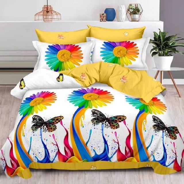 Lenjerie 6 piese din Bumbac Finet, model Rainbow Daisy 235 x 240