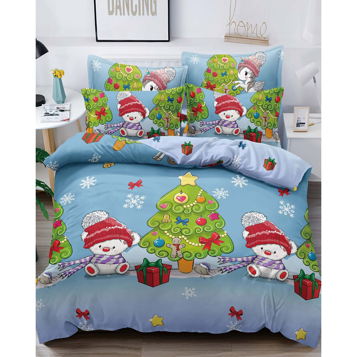 Lenjerie de Pat din Finet cu 2 Fete, 6 Piese, Pat 2 Persoane, Snow Child, FNJC-03