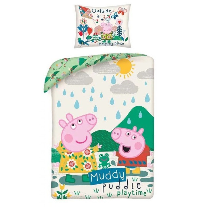 Детски спален комплект Peppa Pig Outside, Многоцветен, 140 х 200