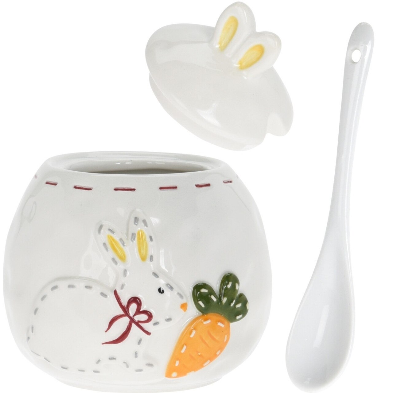 Zaharnita/recipient zahar, Rabbit Dotted Line, 10x12 cm, dolomit, alb