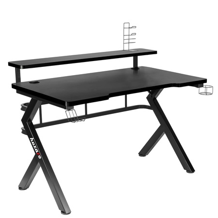Birou gaming cu suport pentru monitor Huzaro Hero 5.0, 120 x 60 x 69.5 cm, Aluminiu/HDF, Negru