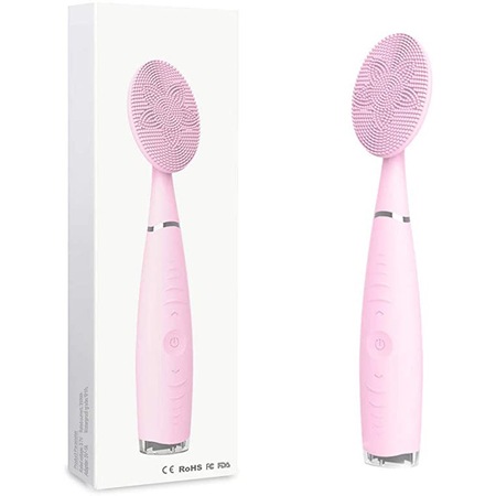 Aparat de curatare faciala, 5 viteze, 13000 oscilatii/min, cu carbune-bambus, viteza ajustabila, acumulator 300mAh, rezistent la apa, 3 zone de curatare, masaj, Roz